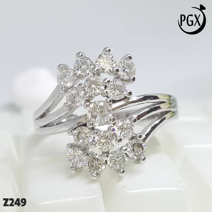 Cincin Emas Putih Berlian Cantik - Perhiasan Xuping Lapis Emas - Z249