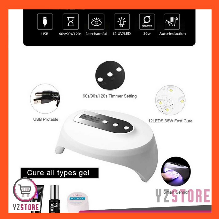 Pengering Kutek Kuku Gel 36W Nail Art Manicure Lampu LED UV Smart Portable YZ27