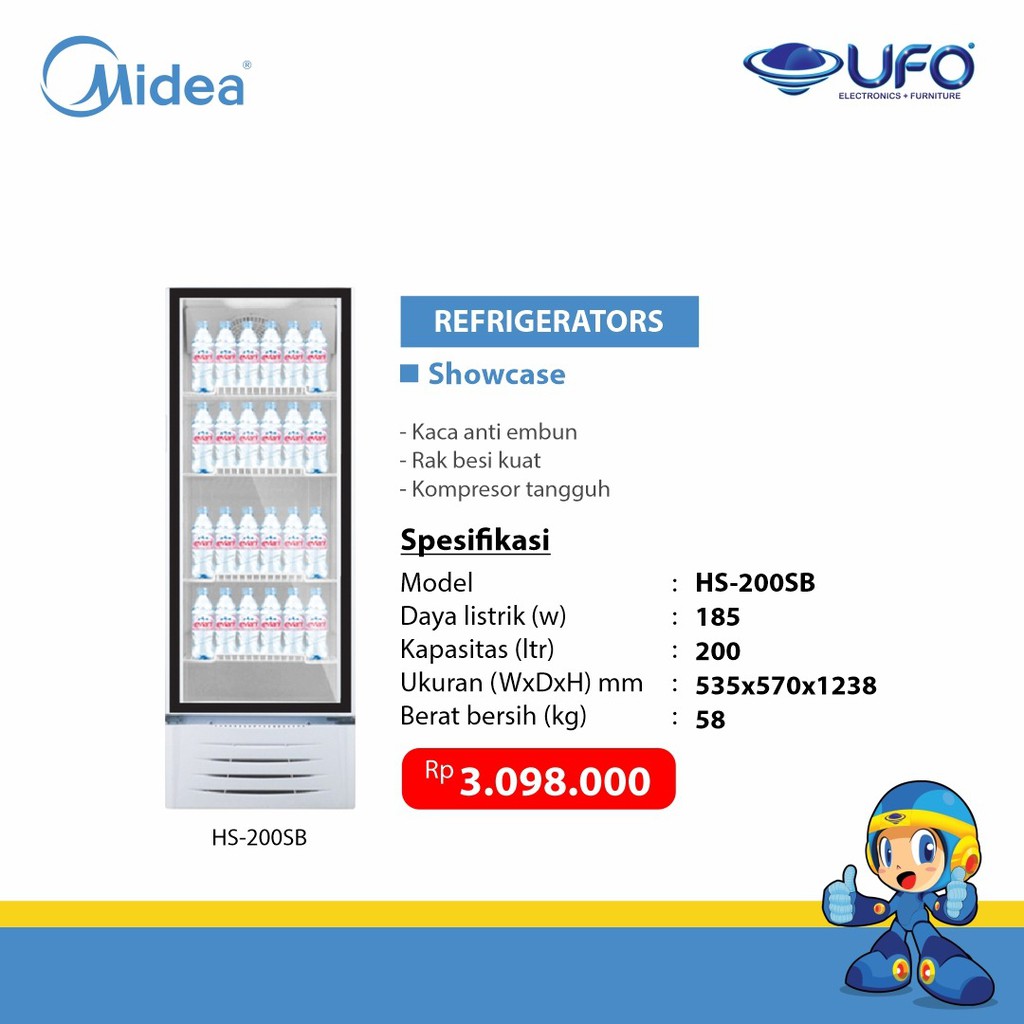 Midea Showcase 200 Liter HS200S