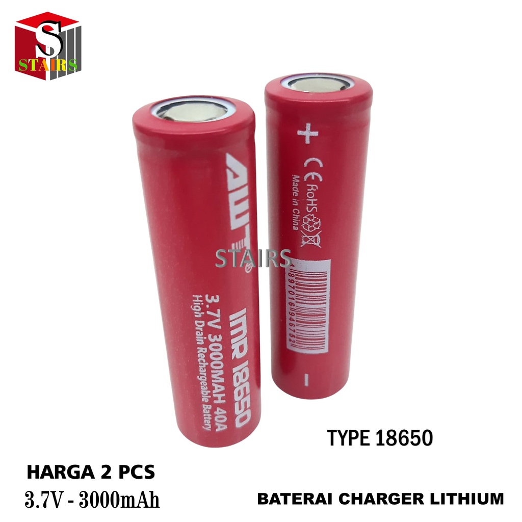 Batre/Baterai Cas Type IMR18650 LITHIUM 3.7volt - 3000mAh Isi 2pcs