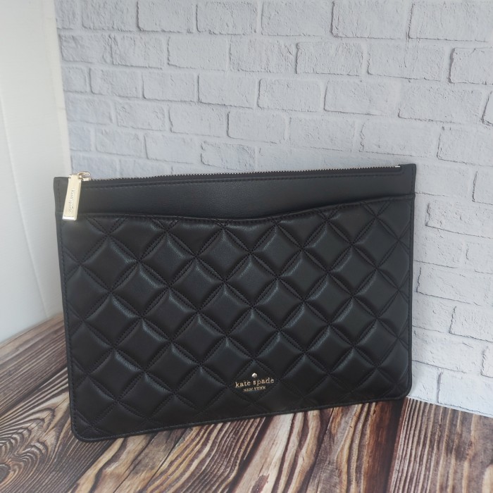 KATE SPADE NATALIA LARGE ZIP POUCH BLACK