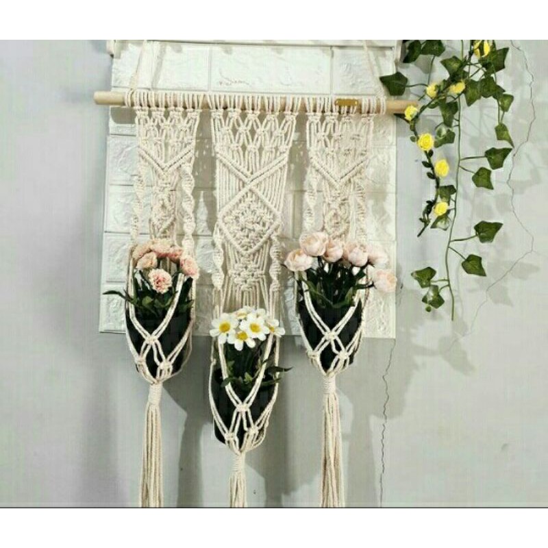 gantungan pot dinding macrame