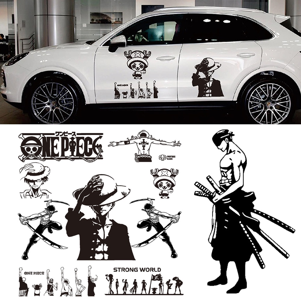 Stiker Reflektif Motif Kartun One Piece Luffy Ace Roronoa Zoro Untuk Dekorasi Pintu Mobil