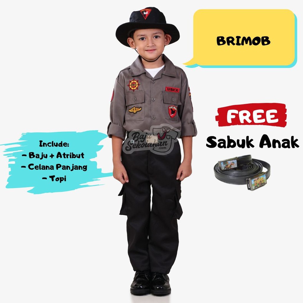 Baju Seragam Profesi / Kostum Profesi / Baju Anak Brimob Baju Brimob Kostum Brimob Polisi Brimob Baj
