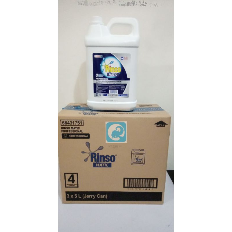 RINSO CAIR MATIC 5 LITER Membunuh Kuman Bakteri dan Virus 99.99% Cocok untuk Mencuci pakaian APD RS