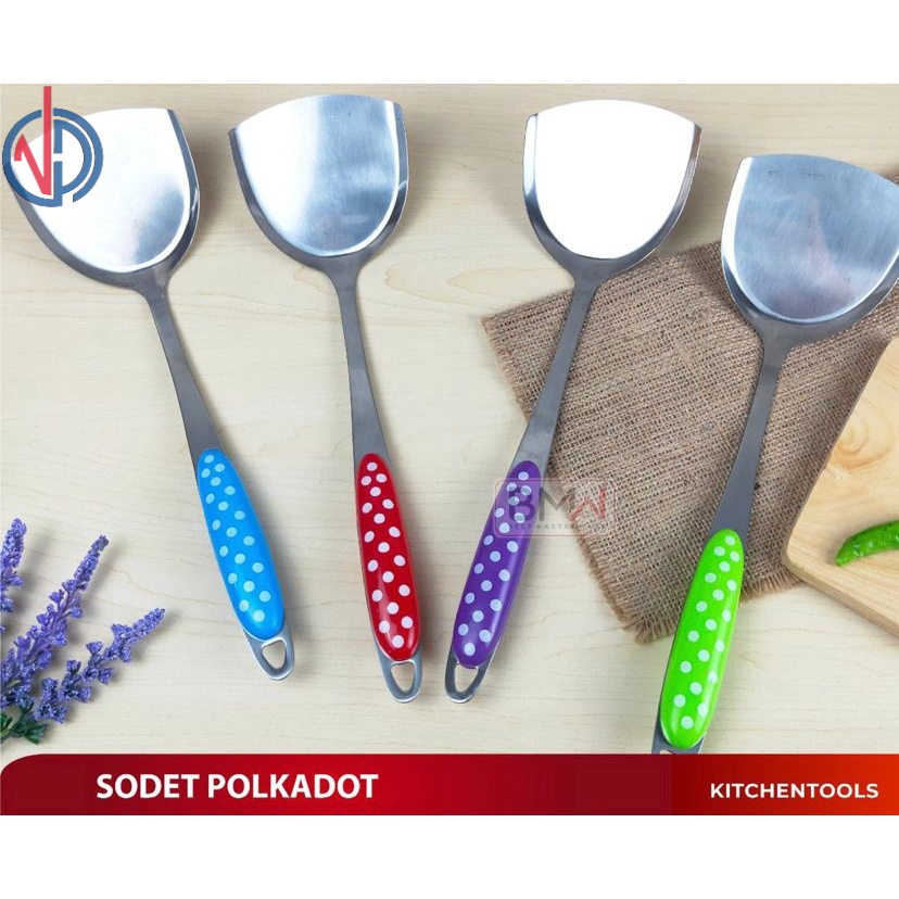 SODET CENTONG SENDOK SAYUR PENGGORENGAN MOTIF POLKADOT / SPATULA GORENG POLKADOT VD