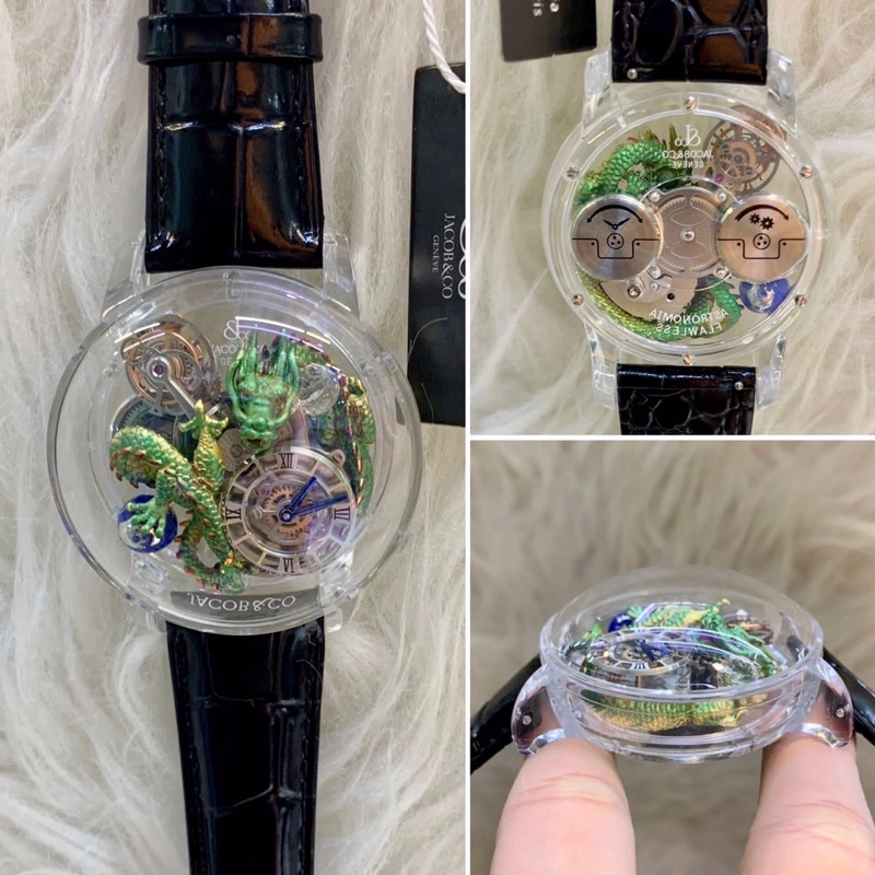 JAM TANGAN PRIA Jacobn co DRAGON MESIN SWISS BATRAI TRANSPARAN