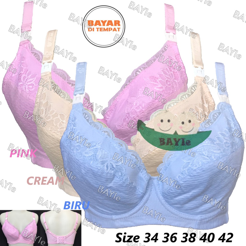 BAYIe - BH / Bra Ibu Menyusui/Nursing BRA 94916 Dengan Kawat Tanpa Busa CUP C BESAR Kaitan 3