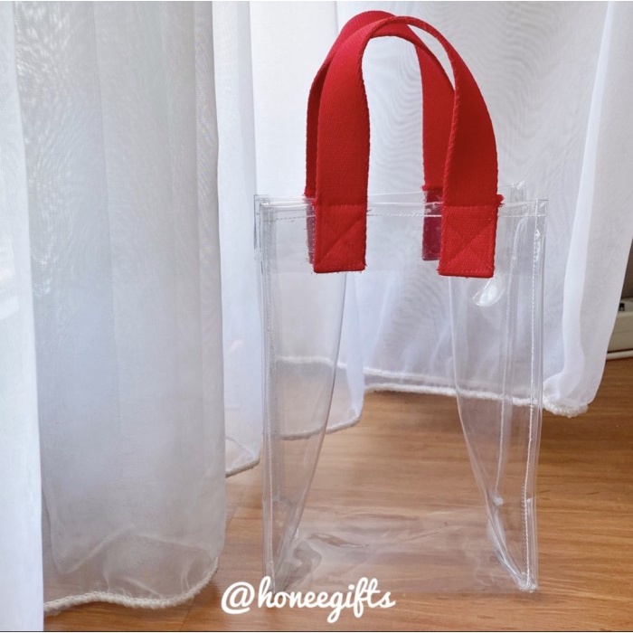 

✨ BISA COD ✨ Tas merah hampers natal goodie bag christmas xmas red clear pvc tinggi