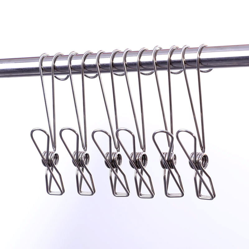 5 Pcs Multipurpose Stainless Steel Towel Clothing Hanging Clips with Hooks / Mini Clothespins  Pegs Holders