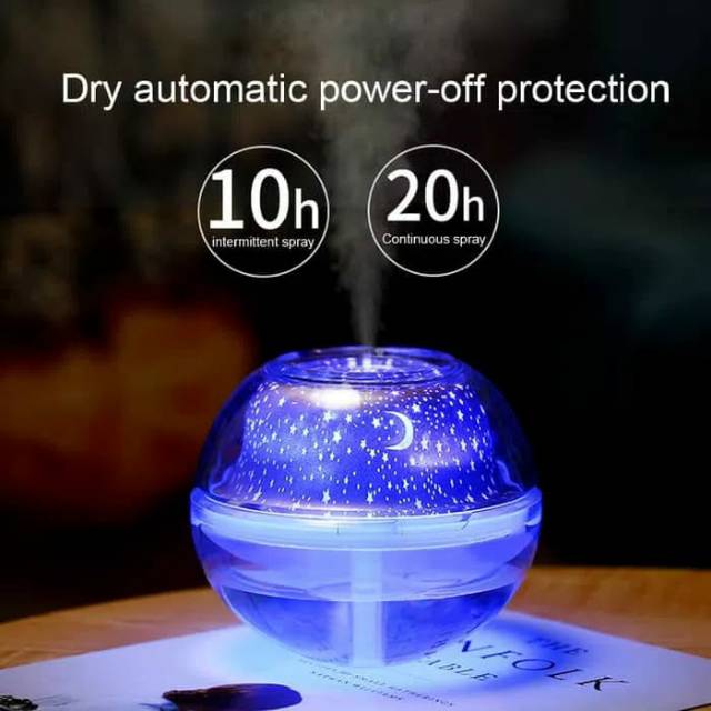 Air Humidifier Difuser Aromaterapi + 7 Lampu LED Projection - 500 ml