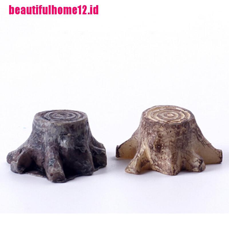 【beautifulhome12.id】Newest Miniature Tree Stump Dollhouse Ornament Fairy Craft Bonsai Garden Decor