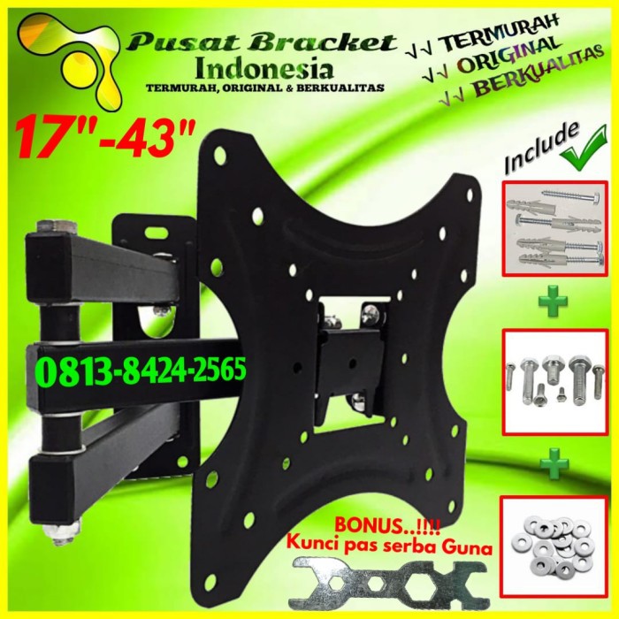 Bracket tv Swifle lengan 17&quot; s/d 43&quot; Flexible 6 arah | IZ.X2-001