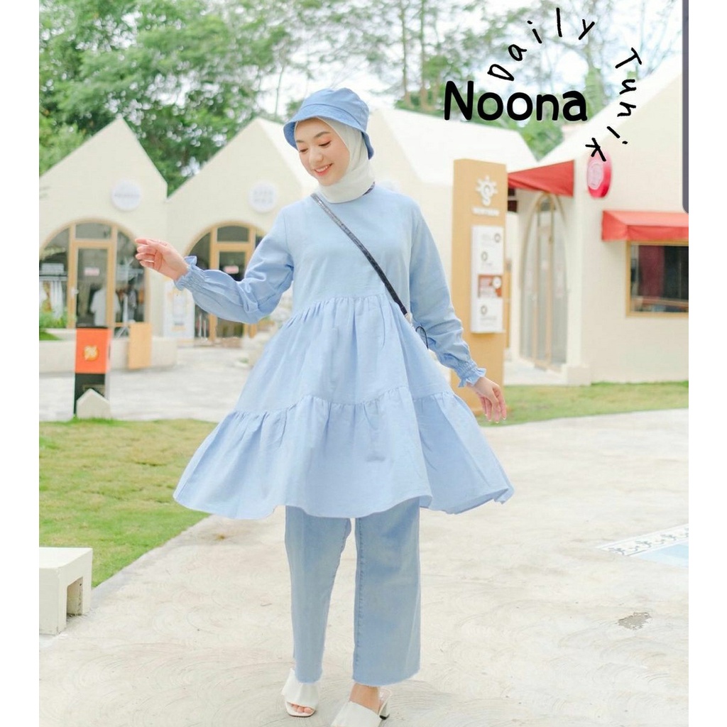 Daily Tunik Noona Midi Tunik Rempel Basic Polos Jumbo Big size