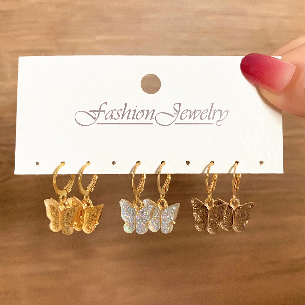 Set Anting Juntai Bentuk Kartun Butterfly Duck Heart Heart Untuk Anak Perempuan