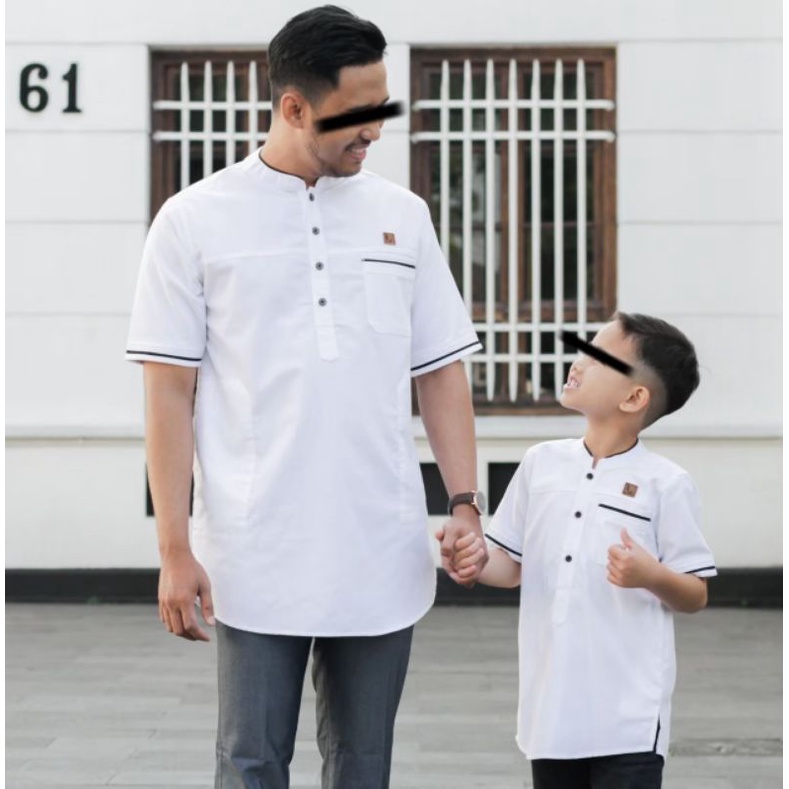 KOKO COUPLE AYAH ANAK LENGAN PENDEK WARNA MOCCA HITAM PUTIH BIRU LANGIT S M L XL