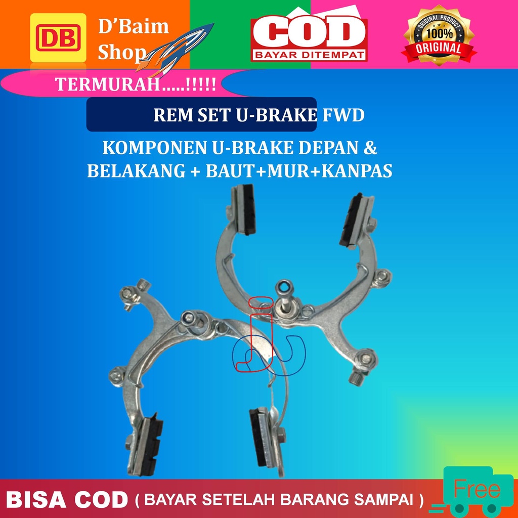 Rem Sepeda Jenis  U Brake Sudah Satu Set  (U Brake Set )