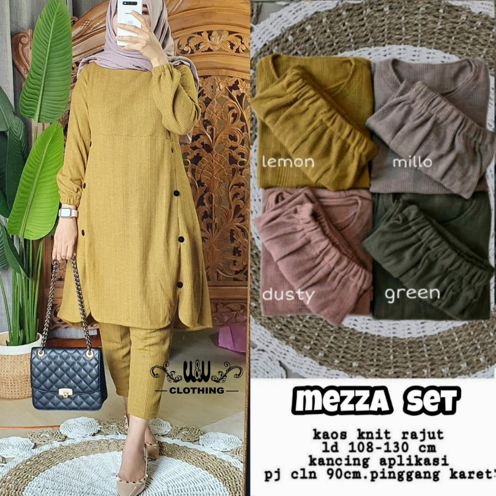 Mezza Set Kaos Knit Rajut By WW Clothing Jumbo LD 108-130