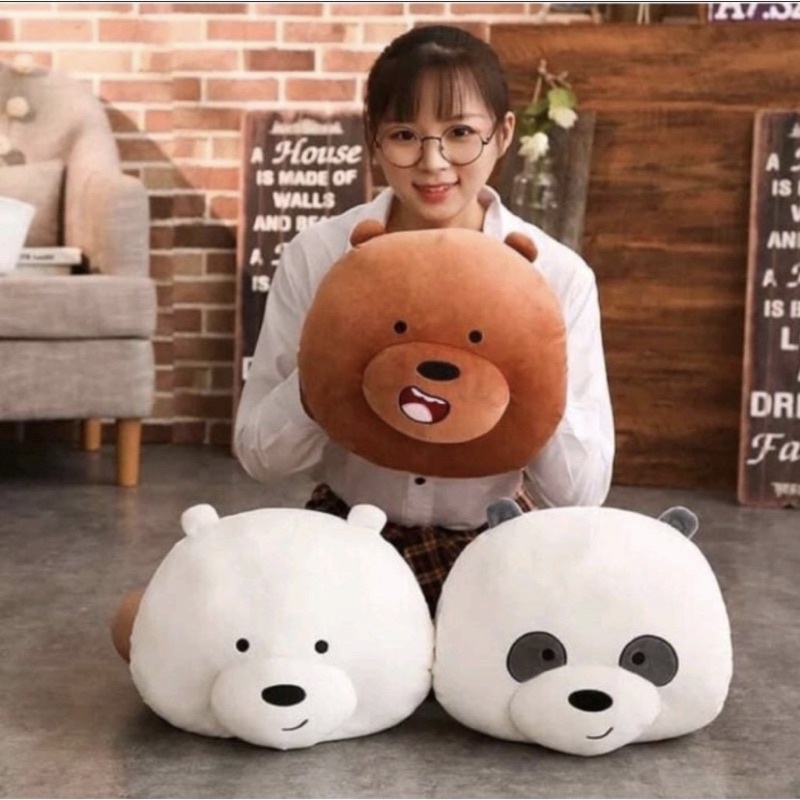 Boneka Bantal Karakter Kepala We Bare Bears Lembut Lucu Ukuran 40cm Berlabel SNI