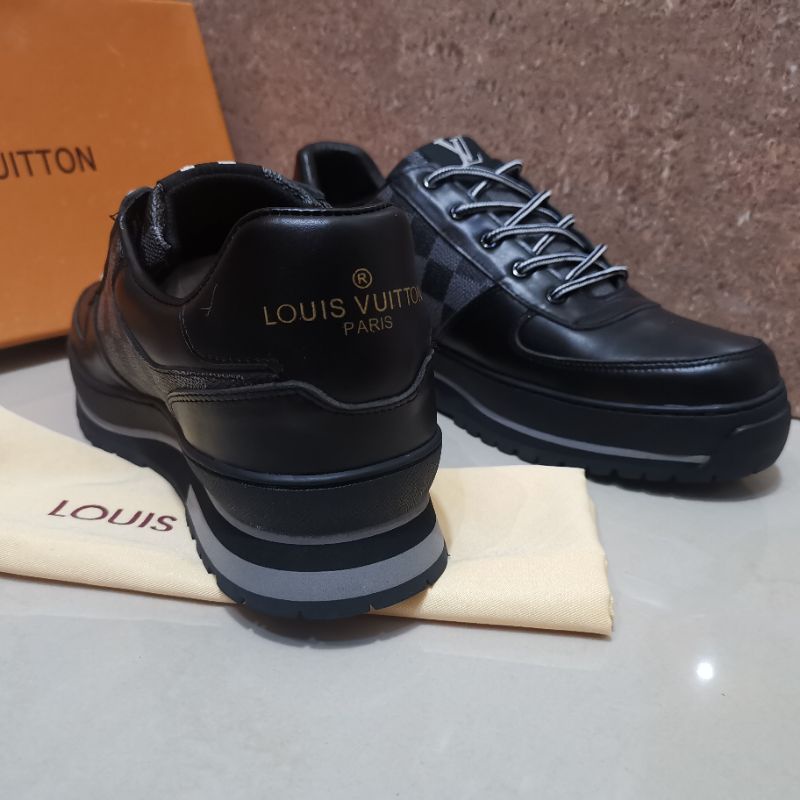 lv shoes sneaker mirror quality lou is vuitton sepatu pria damier hitam