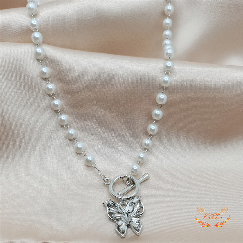 (KIFIL)Kalung Kupu-kupu Mutiara Dongdaemun Korea Selatan Baru Kalung Super Peri Temperamen Semua Pertandingan