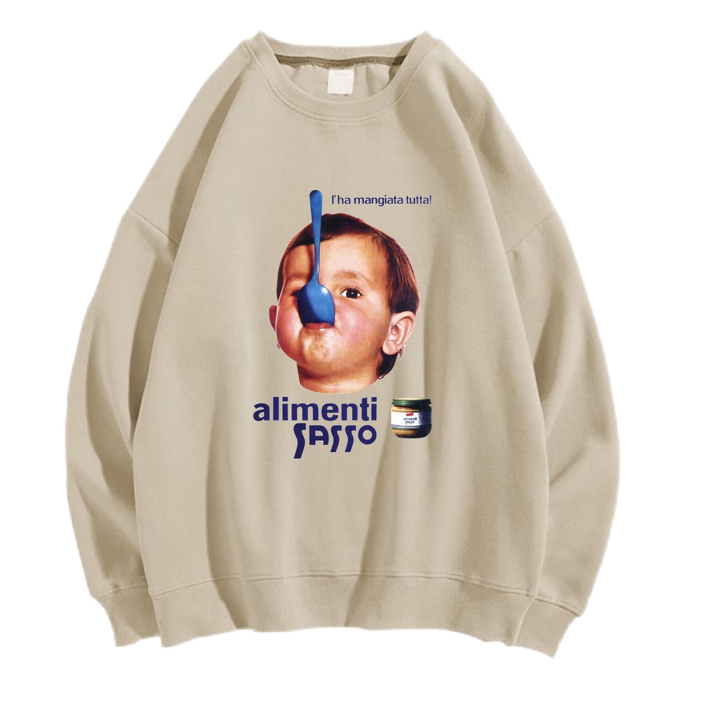 ALIMENTI SWEATER CREWNECK PRIA WANITA Size M-XXL