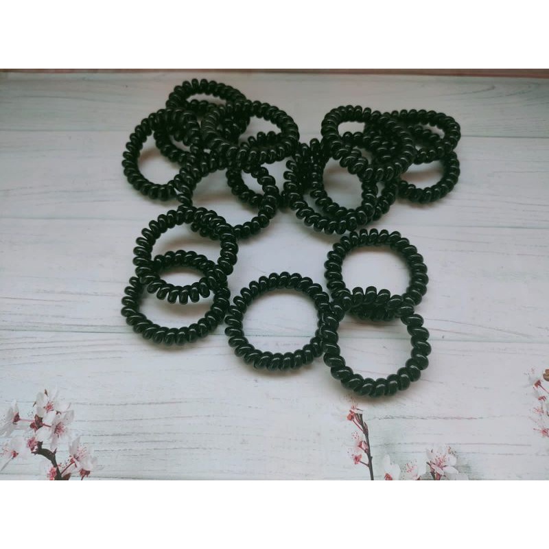 IKAT RAMBUT SPIRAL HITAM UK 3CM/5CM PER PCS