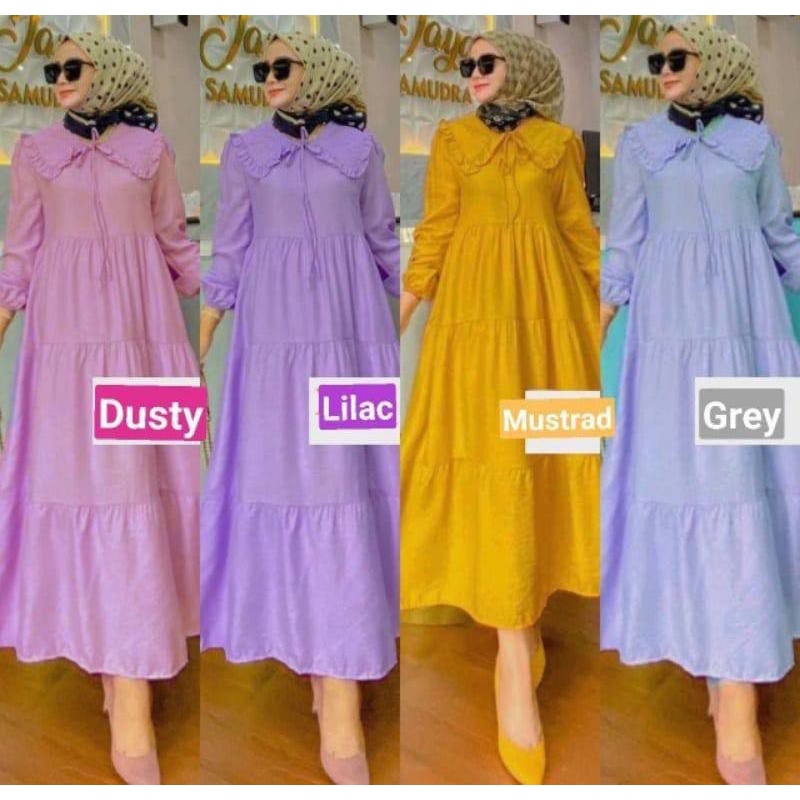 Gamis rayon susun polos.