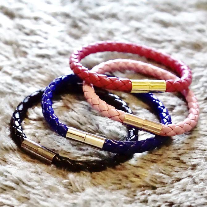 Real Leather Titanium Magnetic Bracelet - Gelang Kulit Pria Wanita