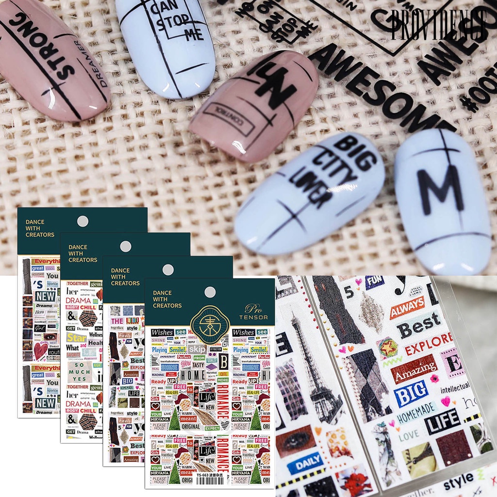 Providence Newspaper Patterns Nail Sticker Ultra Thin Back Glue Nail Foil Sticker Vintage Newspaper Transfer for Manicure