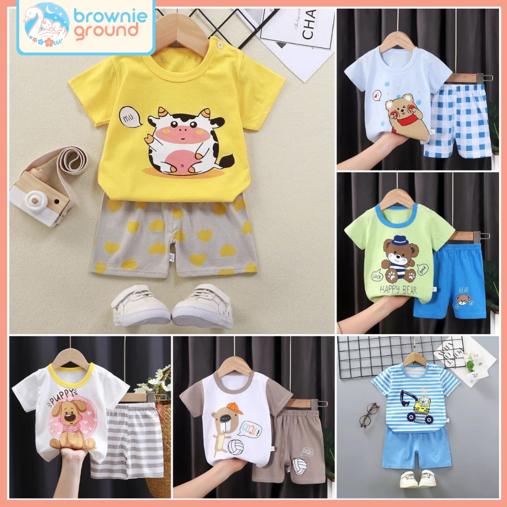 setelan pendek bayi 0-3 TAHUN  / baju bayi import baju anak baju bayi lucu stelan bayi baju santai bayi