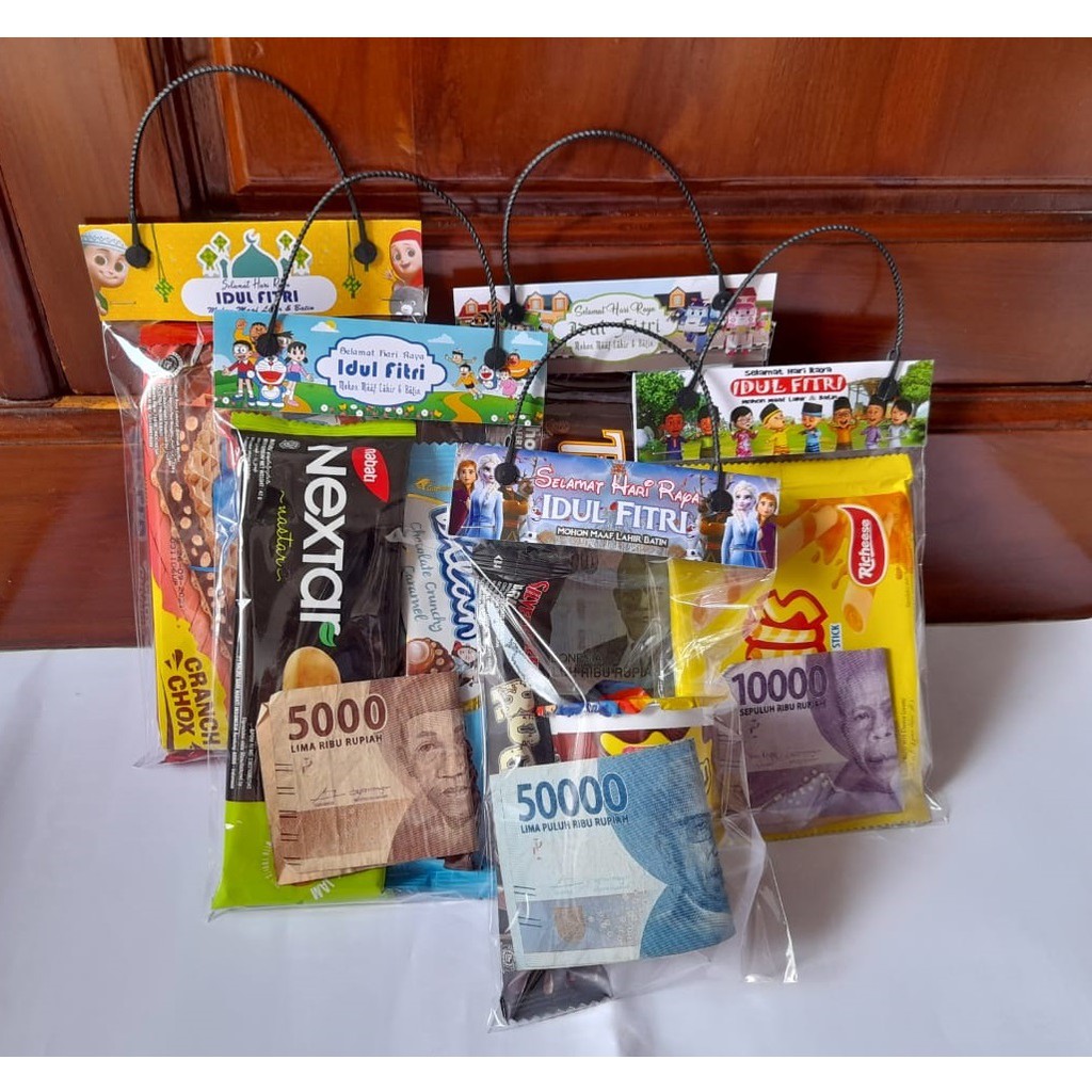 

PROMO (Beli 10 Pack Gratis 1 Pack) Label Kemasan Snack Lebaran / Idul Fitri (isi 10) tali+label+plastik