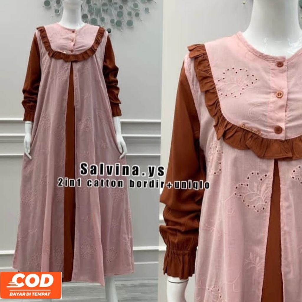 GAMIS SALVINA YS ORIGINAL/GAMIS SALVINA 2in1 Uniqlo Mix Bordir/AHMED.STORE
