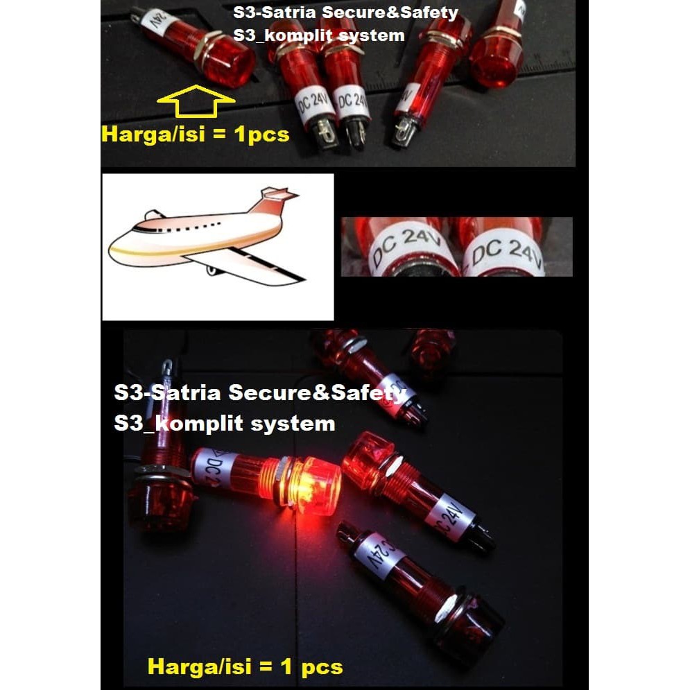 Merah Lampu Pilot Lamp 24V indikator DC 24 volt