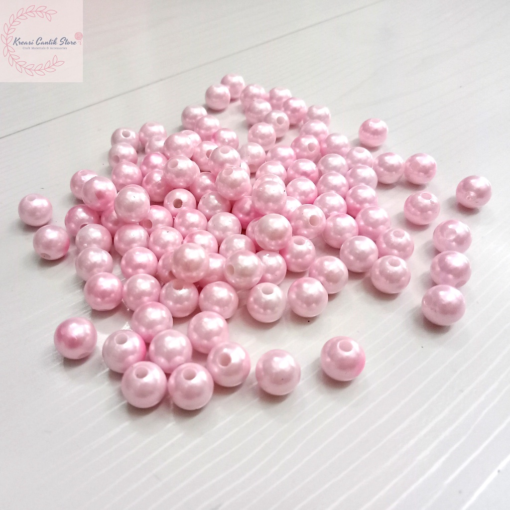 Manik-Manik / Mote Mutiara / Manik Bulat / Manik Mutiara 8mm Warna - Baby Pink