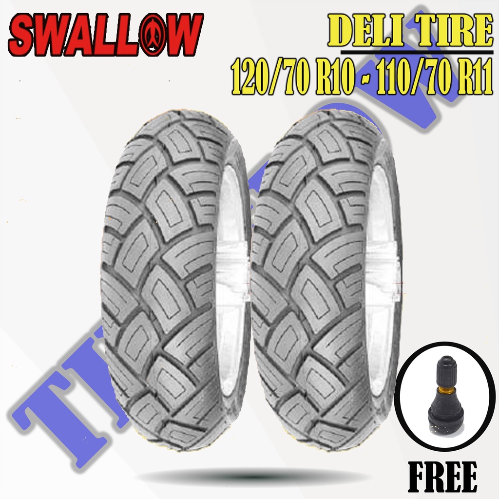 Paket Ban Motor Vespa Matic // SWALLOW DELI TIRE 120/70 R10 - 110/70 Ring 11 Tubeless