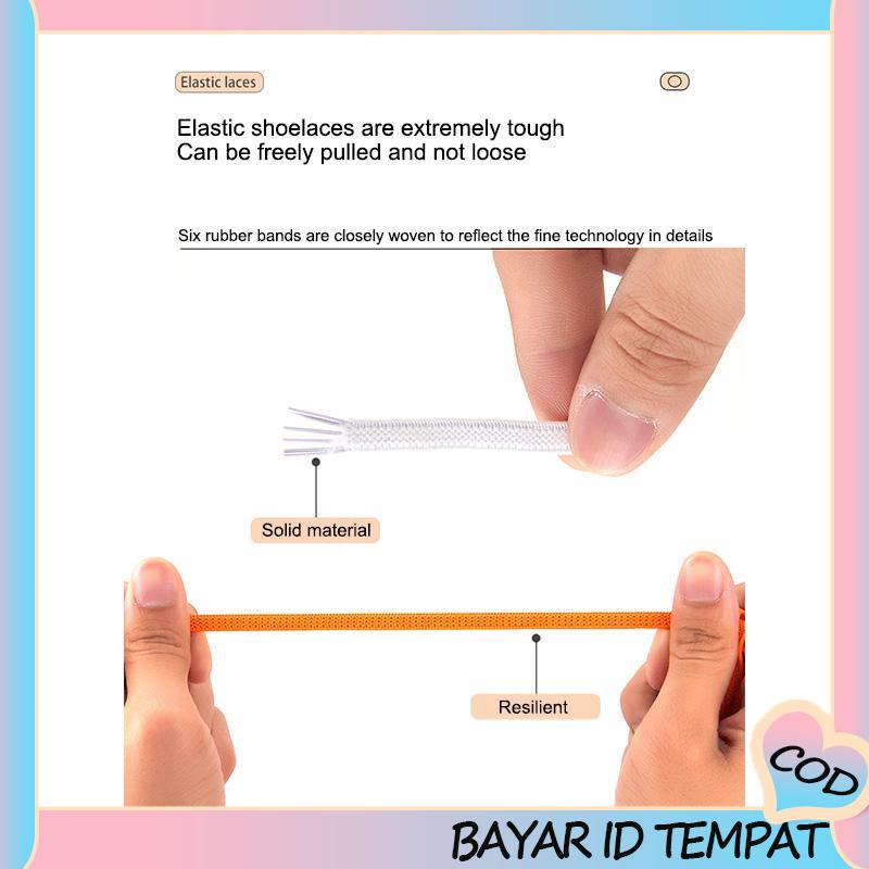 COD❤️ Suction No-dasi Sepatu Putih Kecil Tali Sepatu Tali Sepatu Tetap Tali Elastis Logam-A.one