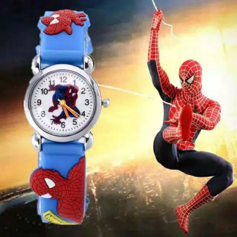 (Grosir)Jam Tangan Anak&quot; Timbul Spiderman Strap Rubber(Terima Cod)