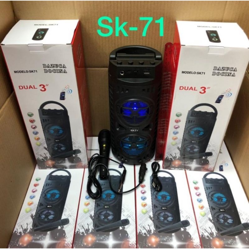 SPEAKER BLUETOOTH SK 71 LED DUAL 3 SERIES KARAOKE PORTABEL FREE MIC