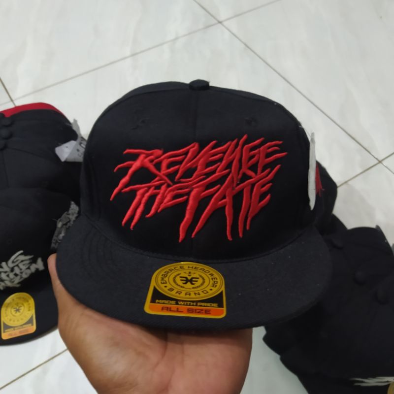 Topi Snapback metal distro pria Bordir Revenge the fate RTF