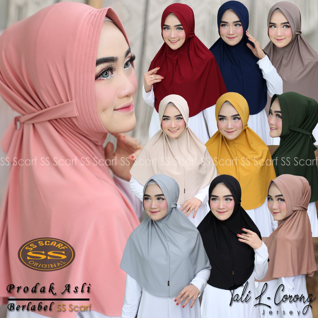 Hijab Instan jersey | kerudung bergo | TALI L CORONG | dijamin ori | berlabel ss scarf