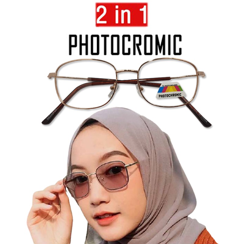 Kacamata Photocromic Lensa Otomatis Menghitam Premium Clear untuk wanita / pria- Anti Radiasi