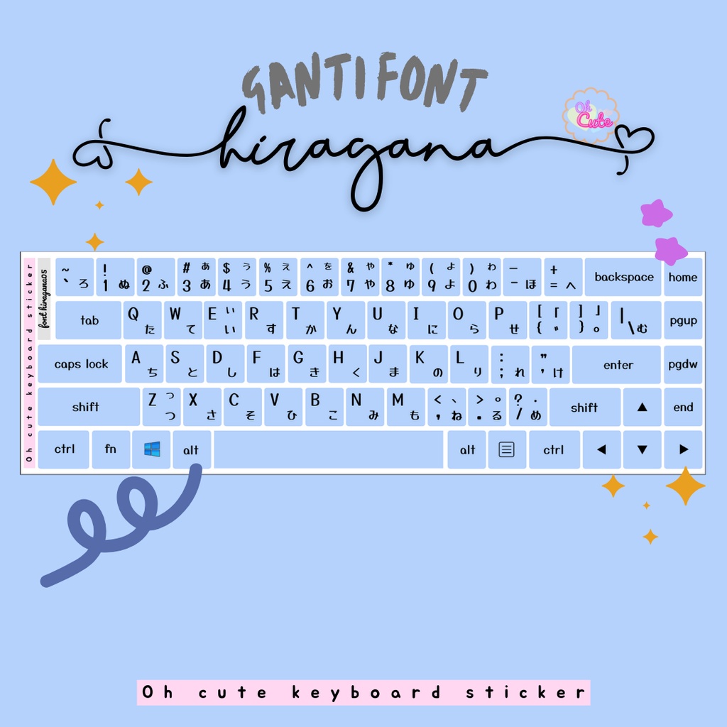 

Ganti huruf stiker keyboard hiragana - jepang - oh cute sticker