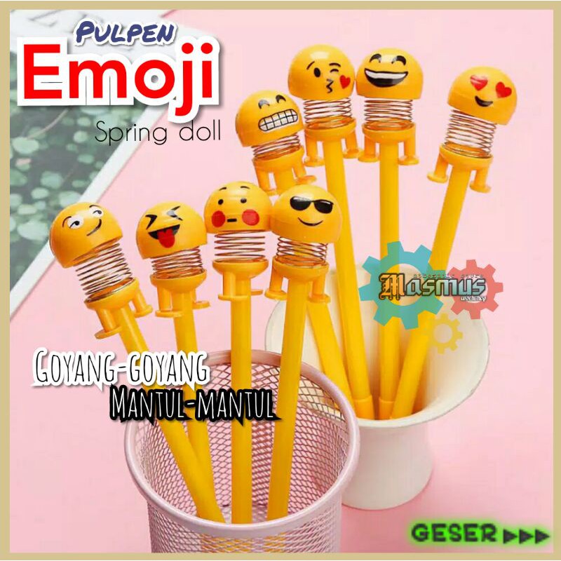 

Pena Emoji Spring Doll Pulpen Emoji pen karakter EMOTICON bouncing goyang unik lucu.emo