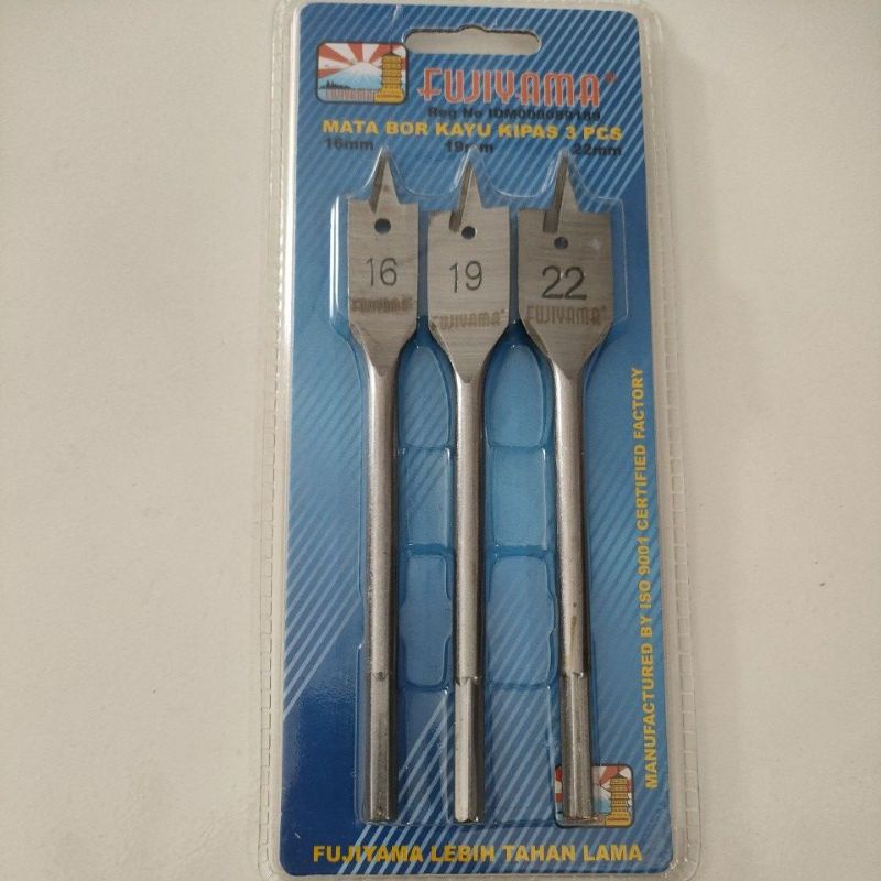 1 SET Mata bor kipas 3pcs 16mm 19mm 22mm mata bor kayu kipas lubangin kayu gypsum dan triplek mata b