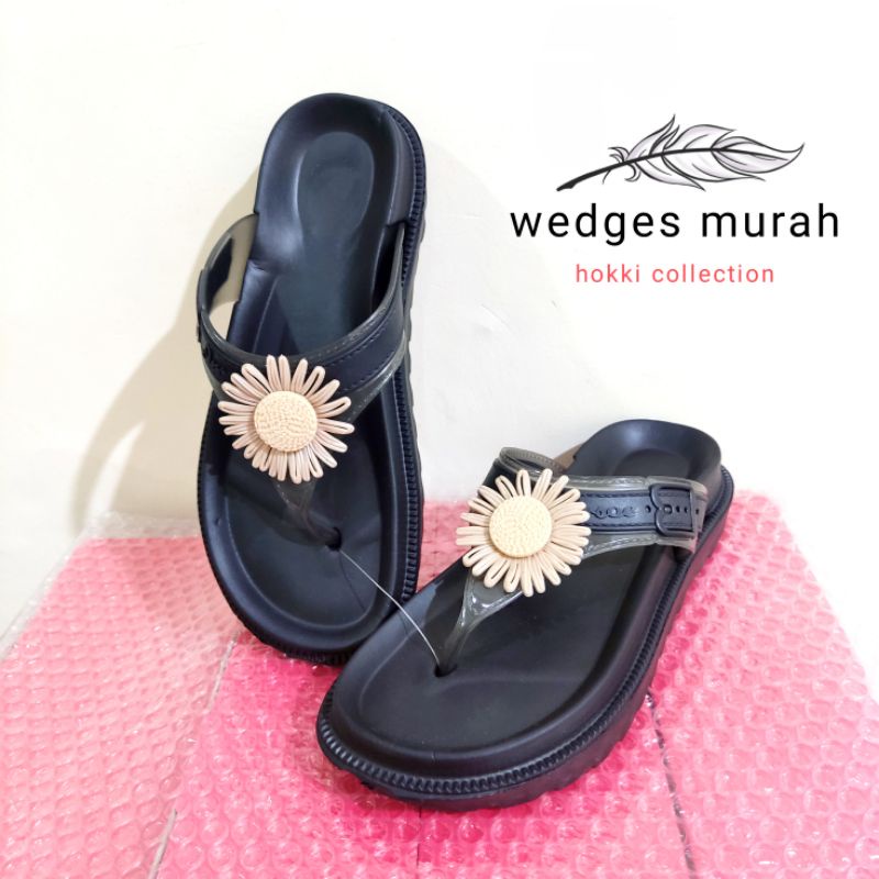 Sandal wanita wedges jepit karet import murah terbaru