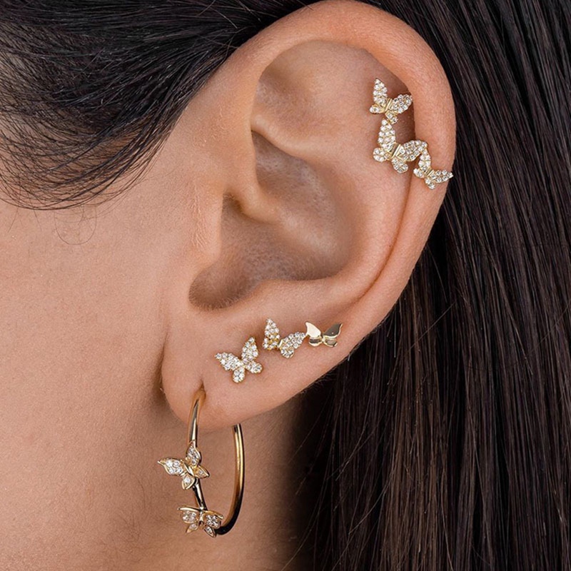 Rock Anting Tusuk Gantung Desain Bintang Hias Zircon Gaya Vintage / Minimalis Untuk Wanita