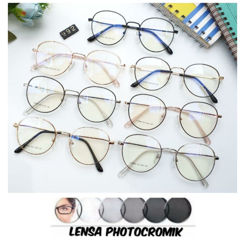 Frame kacamata liza 992 Gratis lensa minus PHOTOCHROMIC , Lap & Case Kacamata
