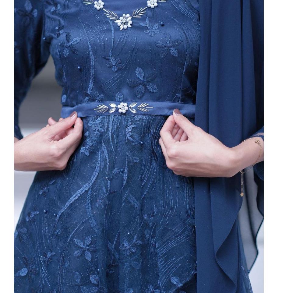 Harga TERMURAAH.. Set Kebaya Couple Kebaya Alyra Warna Navy Kebaya Brukat Wisuda Tunangan Kekinian T