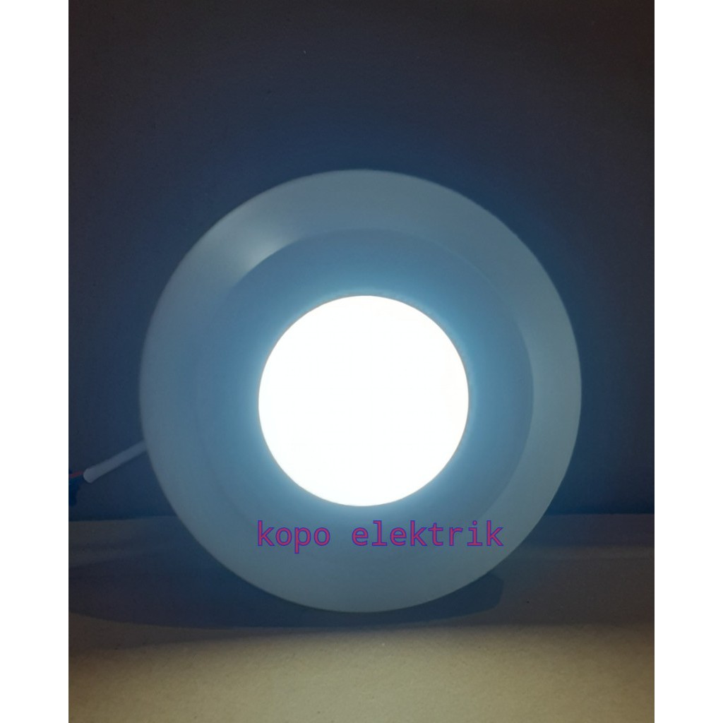 Lampu Downlight LED panel Putih Ring Biru 3+3 watt